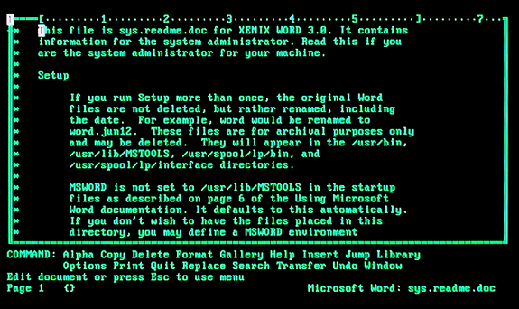 Microsoft Word for Xenix 3.0