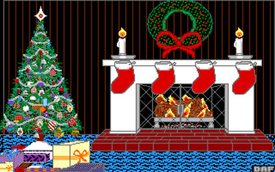 Christmas Fireplace Stockings Christmas Tree Presents Retro GIF