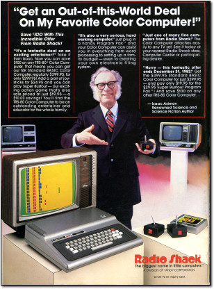 Isaac Asimov TRS-80 Color Computer Ad