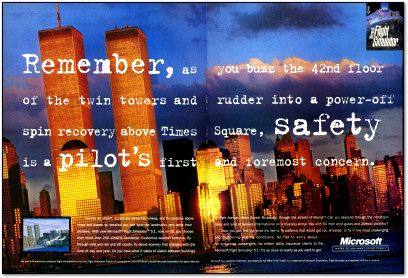 Creepy September 11th Microsoft Flight Simulator 5.1 Advertisement in ComputerLife - 1995