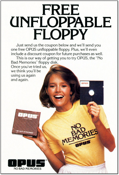 Floppy Girl - Opus Floppy Disk Ad - 1985