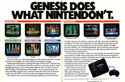 Sega Genesis advertisement Genesis Does What Nintendon't advertisement - 1991