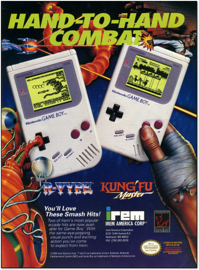 Irem Game Boy Ad - R-Type - Kung-Fu Master - 1991