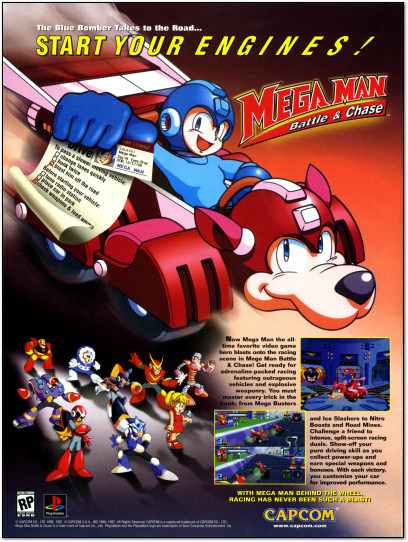 Mega Man Battle and Chase PlayStation PS1 PSX Ad - 1997