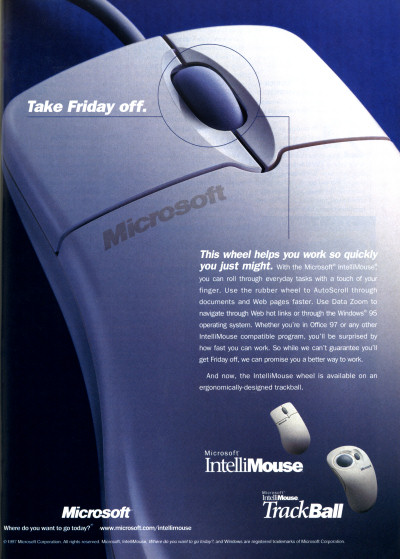 Early Microsoft Intellimouse Intellimouse Trackball advertisement - 1997