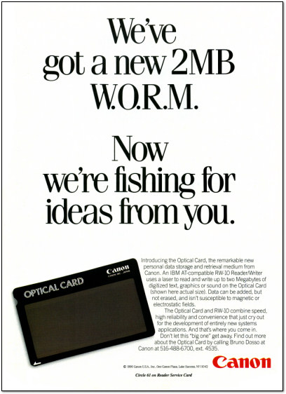 Canon Optical Card Ad - 1990