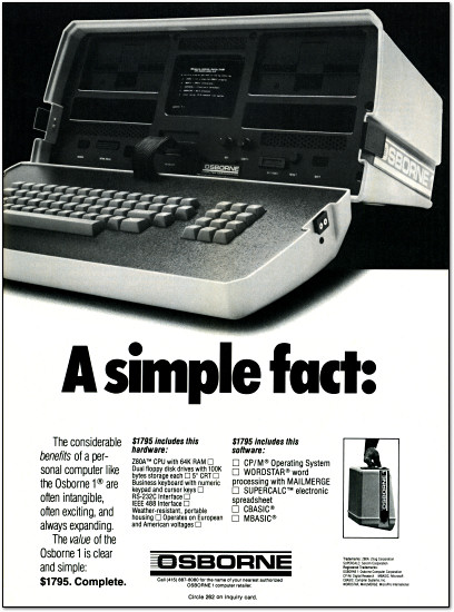 Osborne 1 Portable Computer ad -  1982