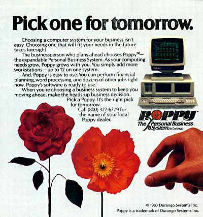 Durango Poppy Personal Business System computer advertisement - 1983