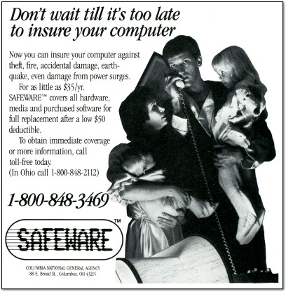 Safeware Computer Insurance Ad - 1983