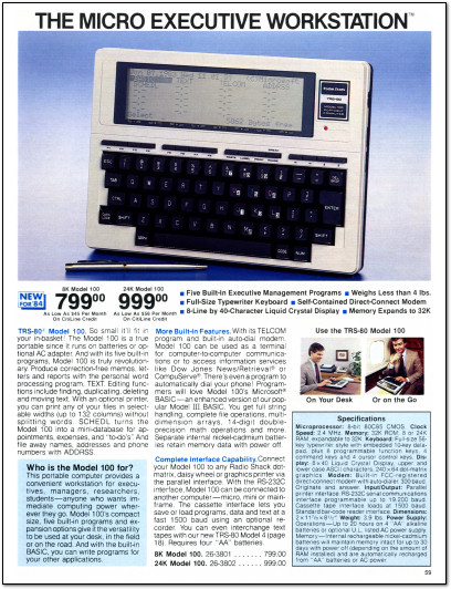 1980s iPad - TRS-80 Model 100 Catalog Page - 1984
