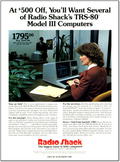 TRS-80 Model III Office Magazine Ad - 1983