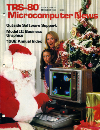TRS-80 Color Computer Santa Claus Christmas Xmas vintage computer TRS-80 Microcomputer News magazine cover - 1982