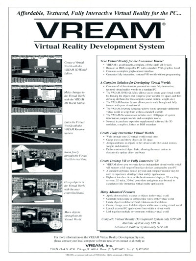 VREAM Virtual Reality Development System for PC Advertisement Scan - 1994