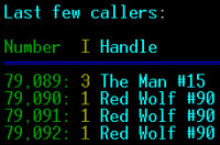 Colossus BBS Last Callers