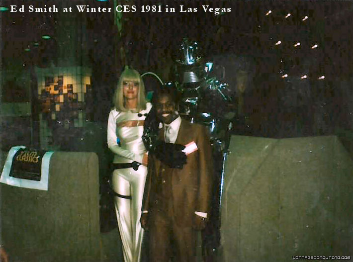 Ed Smith at 1981 Winter CES with a Robot