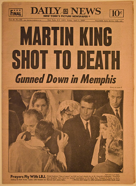 Martin Luther King Shot Newspaper Headline 1968