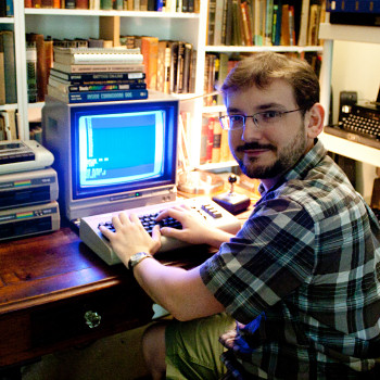 Benj Edwards with a Commodore 64