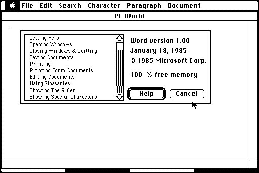 Microsoft Word for Macintosh 1.0