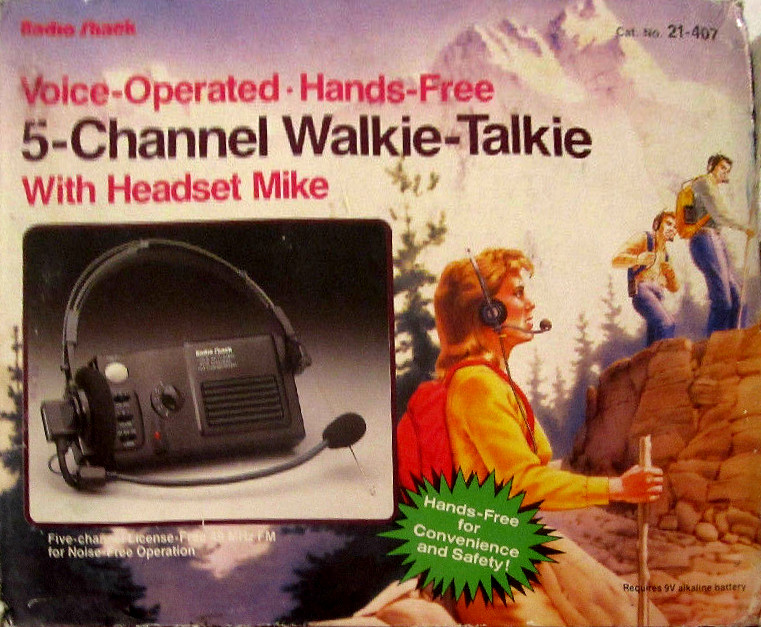 Radio Shack Voice-Operated Hands-Free 5-Channel Walkie-Talkie with Headset Mike