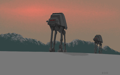 Star Wars AT-AT Empire Strikes Back Retro GIF - circa 1988