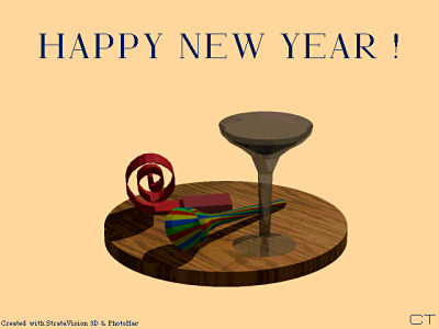 Happy New Year 1993 Raytraced Retro GIF