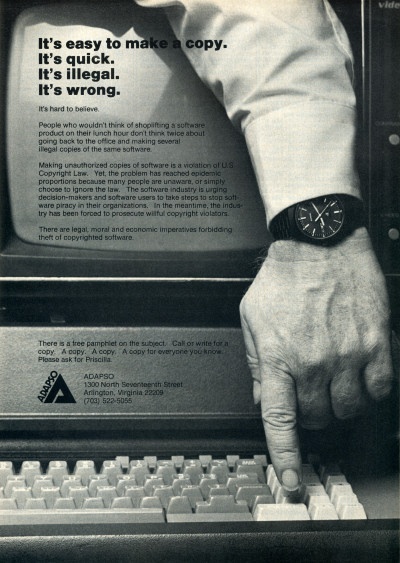 ADAPSO Anti-Piracy Advertisement - 1985