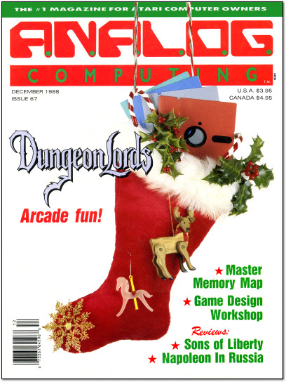 Analog Computing Atari ST Dungeonlords Stocking Christmas Magazine Cover - 1988