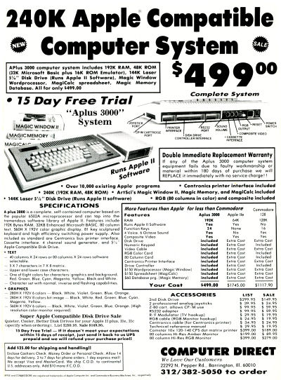 Aplus 3000 Apple II clone advertisement - 1985