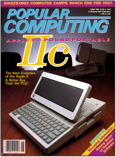 Apple IIc on the Cover of Popular Computing - June 1984