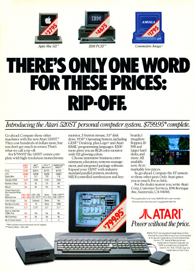 Atari ST Atari 520ST Rip-Off Advertisement 1985