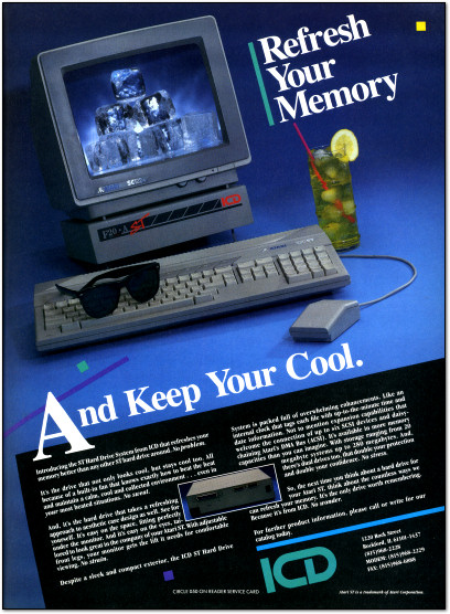 ICD FA-ST FAST FA20ST Hard Drive for Atari ST 1040ST Ad - 1988