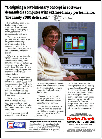 Bill Gates Tandy 2000 Ad