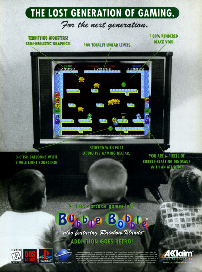 Bubble Bobble Also Featuring Rainbow Islands PlayStation PS1 PSX MS-DOS advertisement - 1996