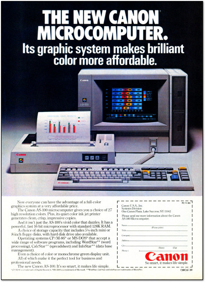 Canon AS-100 Microcomputer Ad - 1983