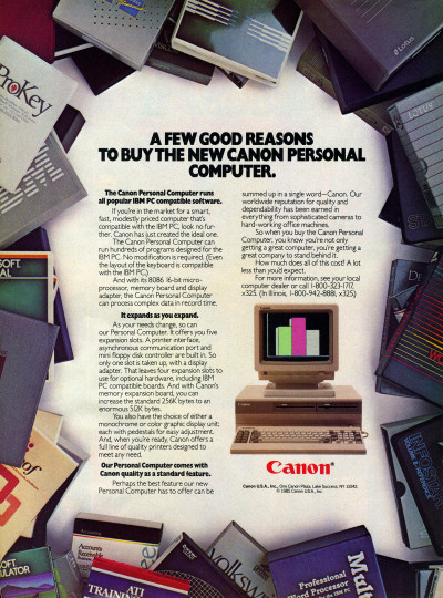 Canon Personal Computer IBM PC compatible clone Advertisement 1985