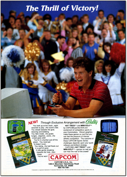 Capcom Hat Trick and Mini Golf for Commodore 64 Ad - 1988