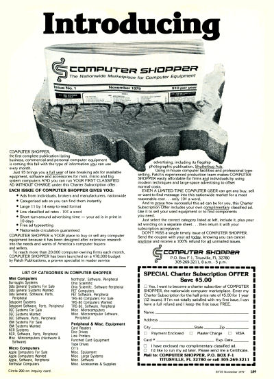 Computer Shopper Magazine debut advertisement - 1979