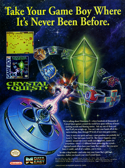 Crystal Quest for Nintendo Game Boy Advertisement 1991