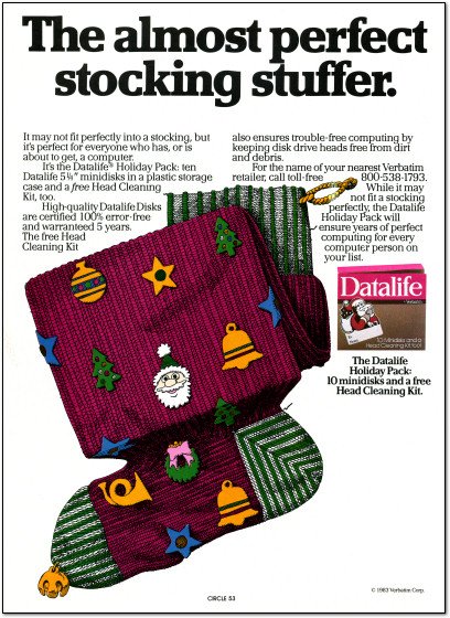 Datalife 5.25 Floppy Disk box Christmas Ad - 1983
