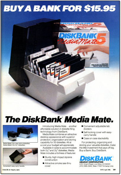 Amaray DiskBank Media Mate Disk Box Ad - 1984