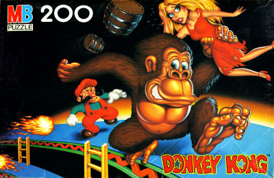 MB Puzzle Milton-Bradley 200 piece Donkey Kong Puzzle box cover art - circa 1983