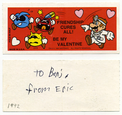Nintendo Dr. Mario Valentine Valentine's Day from 1992
