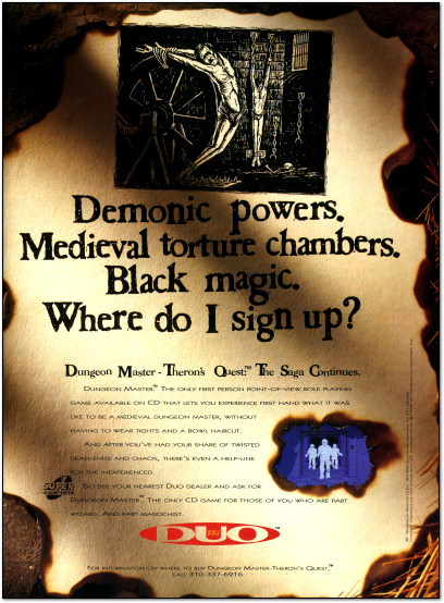 Dungeon Master: Theron's Quest for the TTI Turbo Duo Ad - 1993