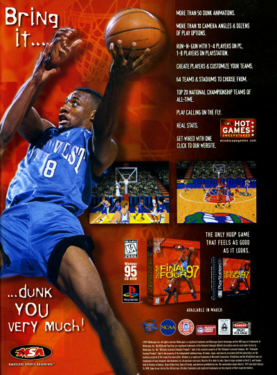 MCA Mindscape NCAA Basketball Final Four '97 1997 Ad advertisement - 1997