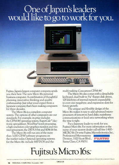 Fujitsu Micro 16s computer advertisement - 1997