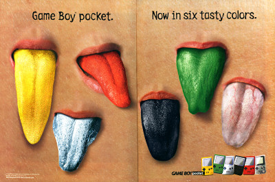 Nintendo Game Boy Pocket Six Colors Tongues Ad - 1997