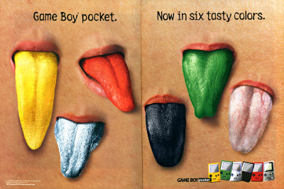 Nintendo Game Boy Pocket Six Colors Tongues Ad - 1997