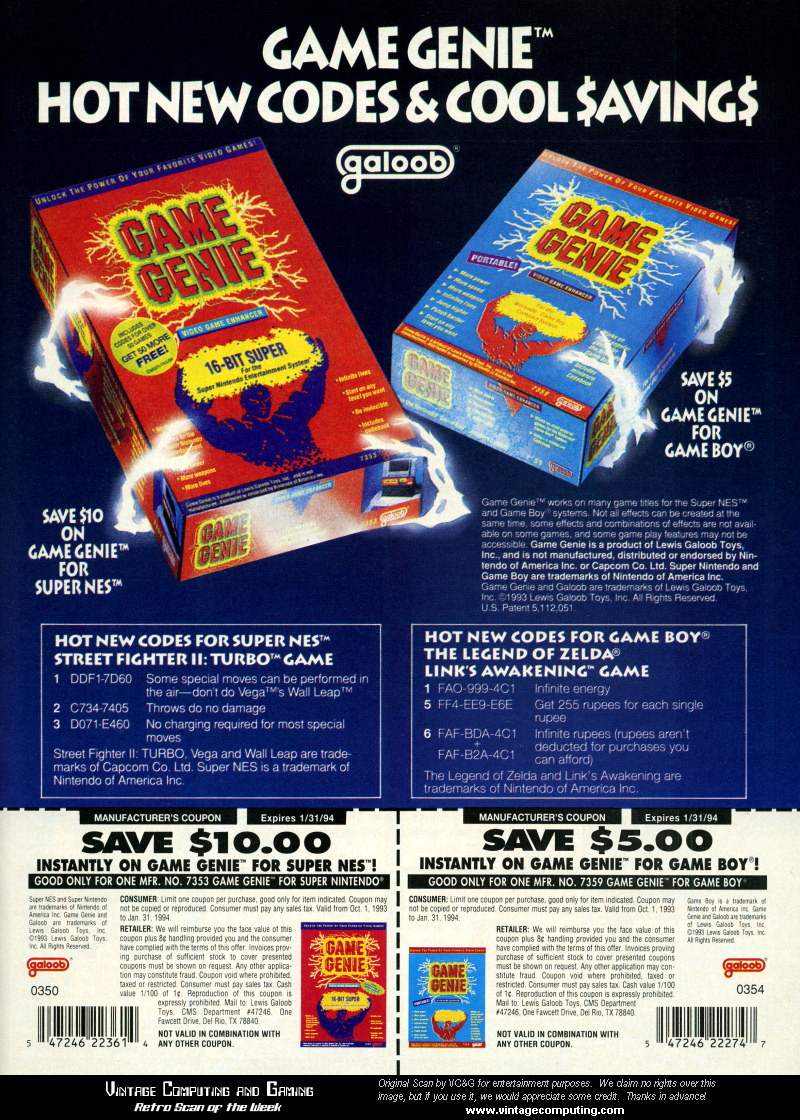 Vc G Retro Scan Of The Week Rub The Game Genie