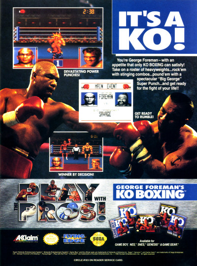 George Foreman's KO Boxing SNES Genesis Game Boy NES Game Gear advertisement - 1992