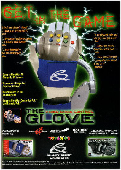 Video Game Glove Controller Ad - 1998